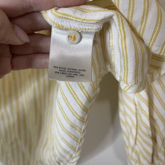 Anthropologie Maeve Yellow And White Striped off shoulder Top US 2 - Picture 5 of 6